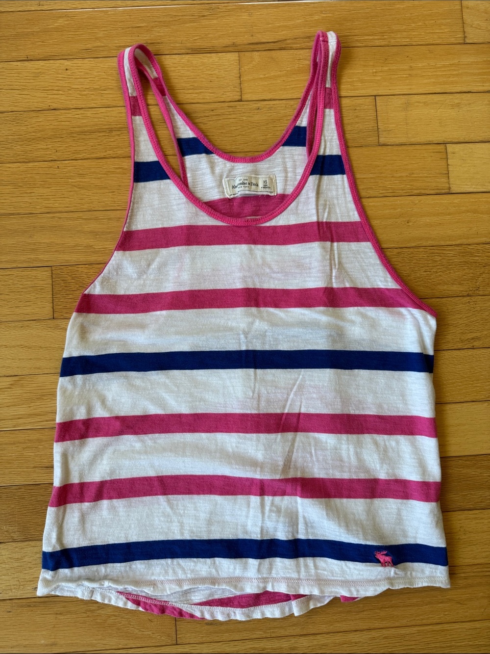 Abercrombie & fitch white pink & blue striped racer back tank top - XS